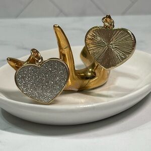 Sparkle Silver Druzy Gold Heart Charms Pendants